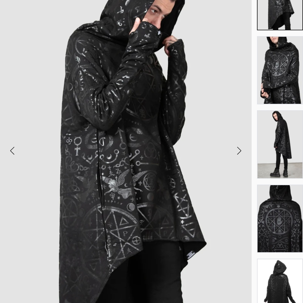Black Killstar Hooded Jacket with Symbolic Patterns